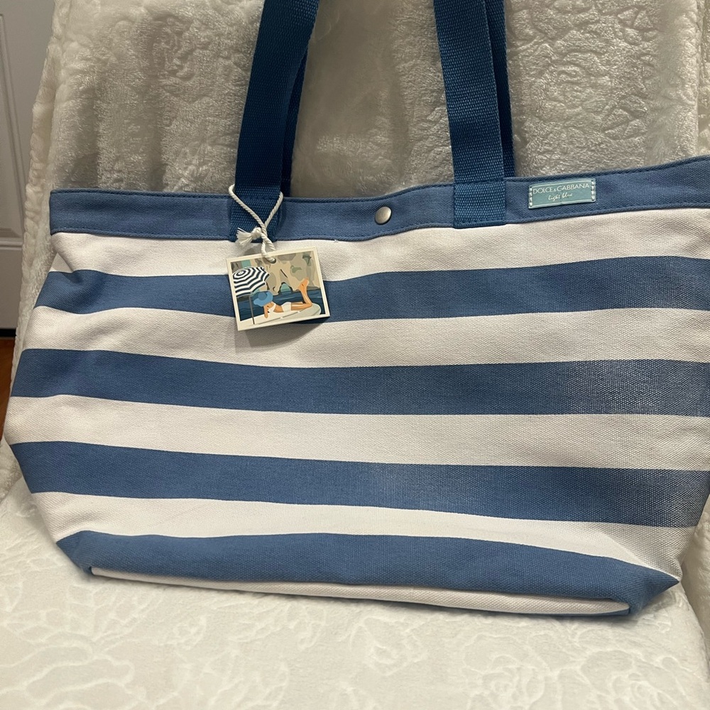 Dolce & Gabbana Navy and White Striped Tote - Picture 3 of 8